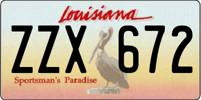 LA license plate ZZX672