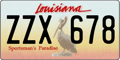 LA license plate ZZX678