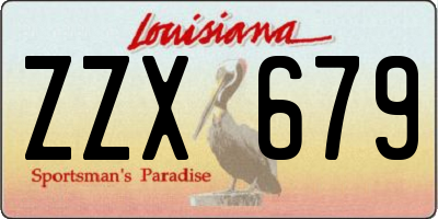 LA license plate ZZX679