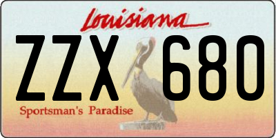 LA license plate ZZX680