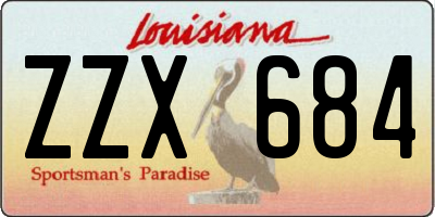 LA license plate ZZX684