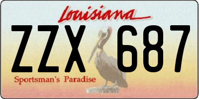 LA license plate ZZX687