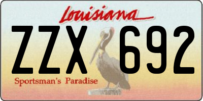 LA license plate ZZX692