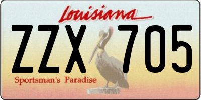 LA license plate ZZX705