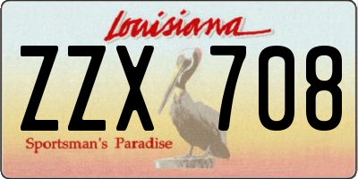 LA license plate ZZX708