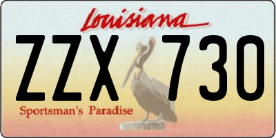 LA license plate ZZX730