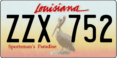 LA license plate ZZX752