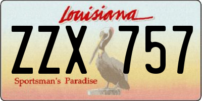 LA license plate ZZX757