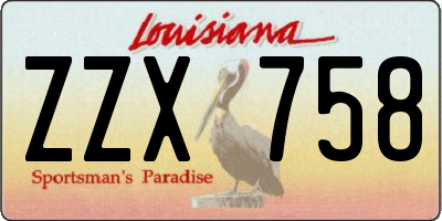 LA license plate ZZX758