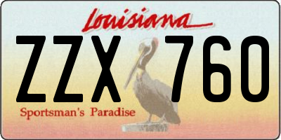 LA license plate ZZX760