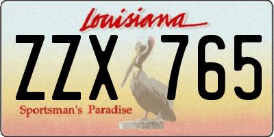 LA license plate ZZX765