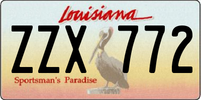 LA license plate ZZX772
