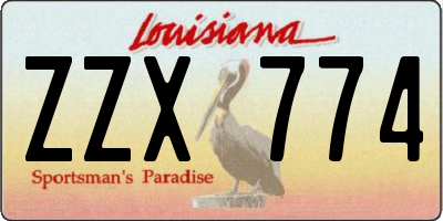 LA license plate ZZX774