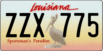 LA license plate ZZX775