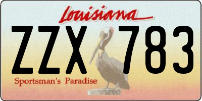 LA license plate ZZX783