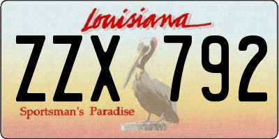 LA license plate ZZX792