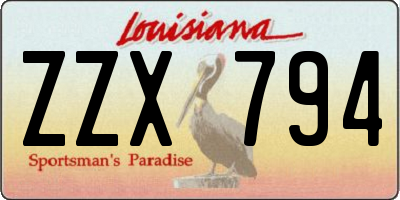 LA license plate ZZX794