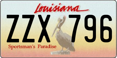 LA license plate ZZX796