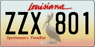 LA license plate ZZX801