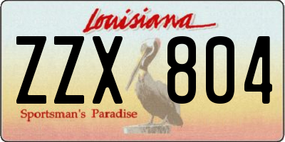 LA license plate ZZX804