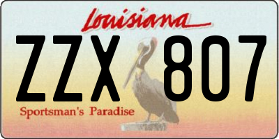 LA license plate ZZX807