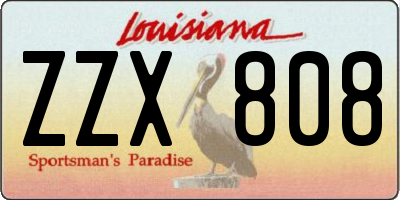 LA license plate ZZX808