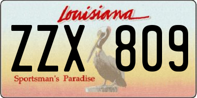 LA license plate ZZX809