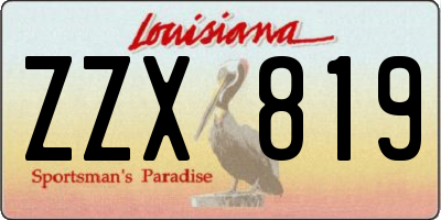 LA license plate ZZX819