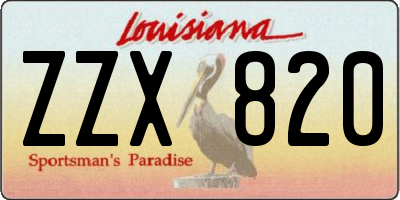 LA license plate ZZX820
