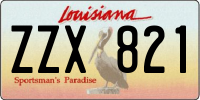 LA license plate ZZX821