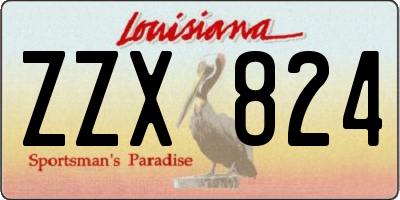 LA license plate ZZX824
