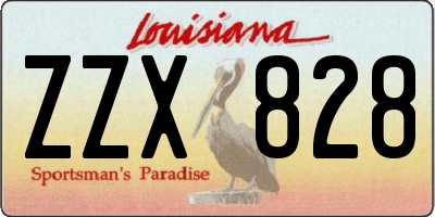 LA license plate ZZX828