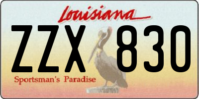 LA license plate ZZX830