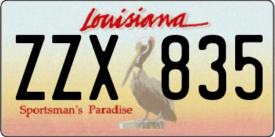 LA license plate ZZX835