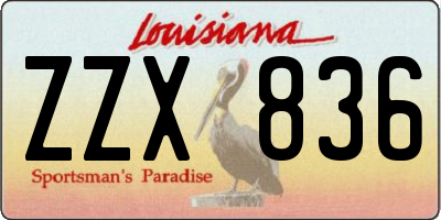 LA license plate ZZX836