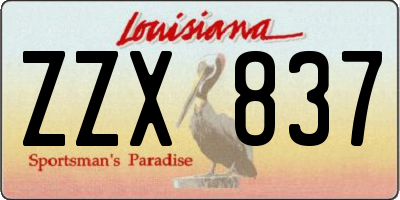 LA license plate ZZX837