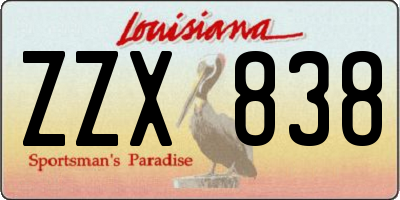 LA license plate ZZX838