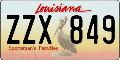 LA license plate ZZX849