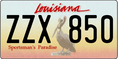 LA license plate ZZX850