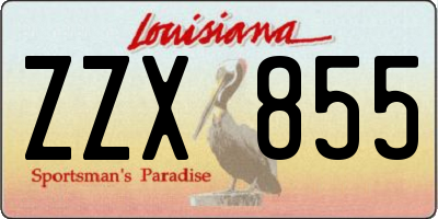 LA license plate ZZX855