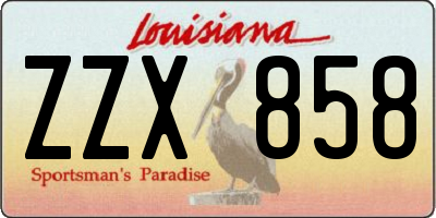 LA license plate ZZX858