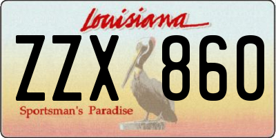 LA license plate ZZX860