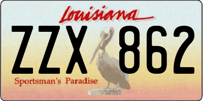 LA license plate ZZX862