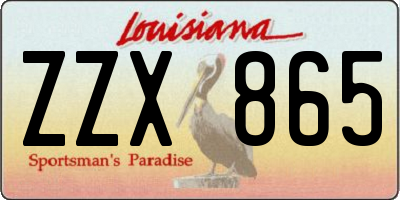 LA license plate ZZX865