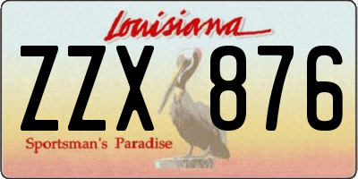 LA license plate ZZX876