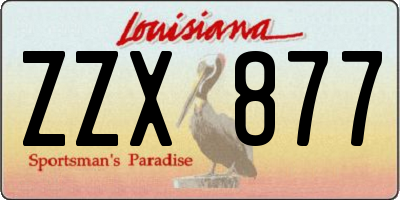 LA license plate ZZX877