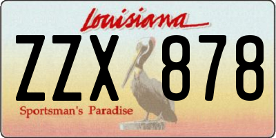 LA license plate ZZX878