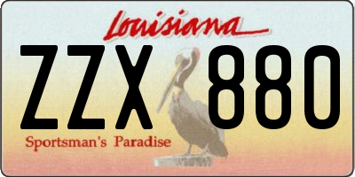 LA license plate ZZX880