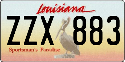 LA license plate ZZX883