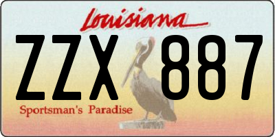 LA license plate ZZX887